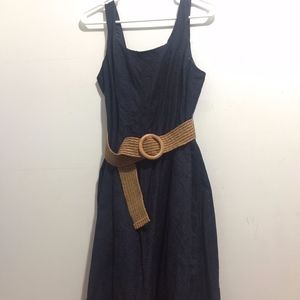 [Nine West] Navy Dress with Woven Belt